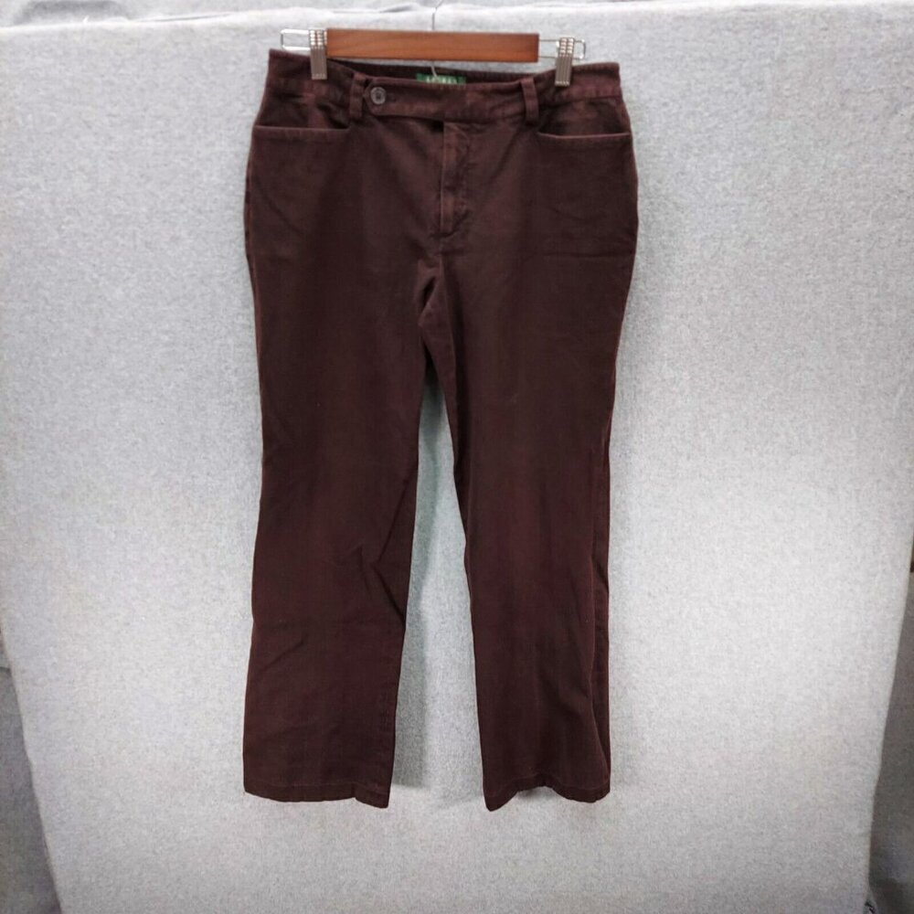 Lauren Ralph Lauren Brown Straight Leg Pants Womens Size 10 Cotton‎ Blend